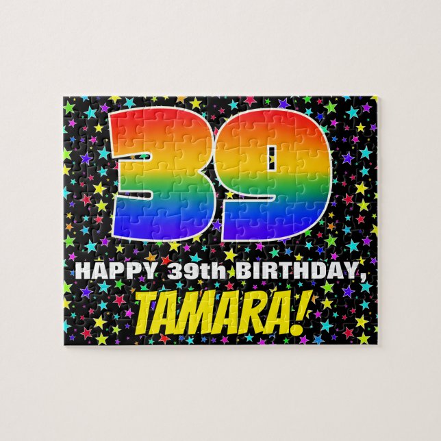 39th Birthday — Fun, Colorful Star Field Pattern Jigsaw Puzzle (Horizontal)