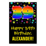[ Thumbnail: 39th Birthday: Fun, Colorful Stars + Rainbow # 39 Card ]