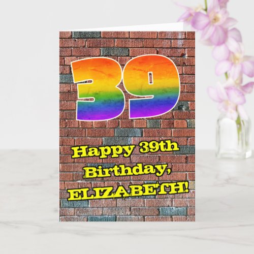 39th Birthday Fun Graffiti_Inspired Rainbow 39 Card