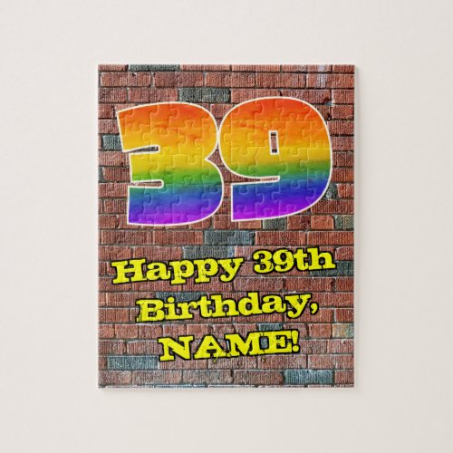 39th Birthday Fun Graffiti_Inspired Rainbow 39 Jigsaw Puzzle