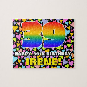 39th Birthday — Fun, Loving Heart Shapes + “39” Jigsaw Puzzle