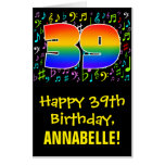 [ Thumbnail: 39th Birthday: Fun Music Symbols + Rainbow # 39 Card ]