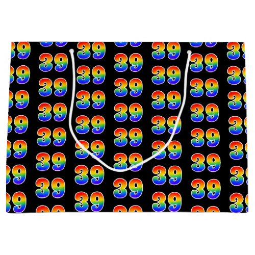 39th Birthday Fun Rainbow Event Number 39 Pattern Large Gift Bag