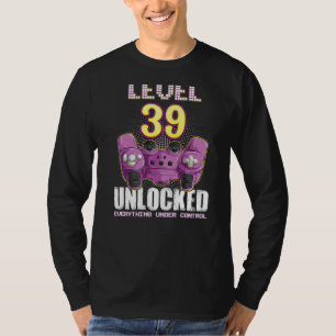 39th Birthday Gamer Boys Girls 39 Year Old Level 3 T-Shirt