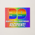 [ Thumbnail: 39th Birthday — Multicolored Rainbow Pattern “39” Jigsaw Puzzle ]