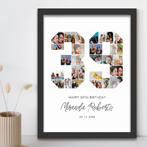 39th Birthday Number 39 Custom Photo Collage Poster