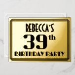 [ Thumbnail: 39th Birthday Party: Art Deco Look “39” and Name Invitation ]