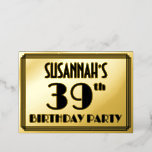 [ Thumbnail: 39th Birthday Party — Art Deco Look “39” + Name Invitation ]