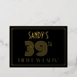 [ Thumbnail: 39th Birthday Party — Art Deco Style “39” + Name Invitation ]