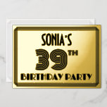 [ Thumbnail: 39th Birthday Party — Art Deco Style “39” & Name Invitation ]