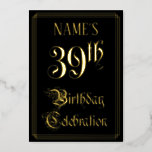[ Thumbnail: 39th Birthday Party — Fancy Script & Custom Name F Invitation ]