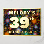 [ Thumbnail: 39th Birthday Party — Fun, Colorful Fireworks Look Invitation ]