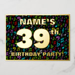 [ Thumbnail: 39th Birthday Party — Fun, Colorful Music Symbols Invitation ]