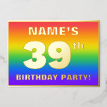 [ Thumbnail: 39th Birthday Party: Fun, Colorful Rainbow Pattern Invitation ]
