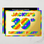 [ Thumbnail: 39th Birthday Party — Fun, Rainbow Spectrum “39” Invitation ]