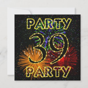 39th birthday party invitation with fireworks