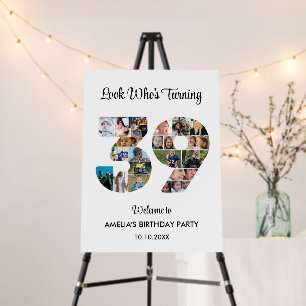 39th Birthday Party Number 39 Photo Collage Foam Board