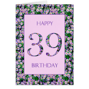 39th Birthday Purple Daisies Cards