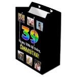 [ Thumbnail: 39th Birthday: Rainbow “39“, Custom Photos & Name Gift Bag ]