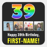 [ Thumbnail: 39th Birthday: Rainbow “39”; Custom Photos & Name Sticker ]