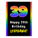 [ Thumbnail: 39th Birthday: Rainbow Spectrum # 39, Custom Name Card ]