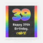 [ Thumbnail: 39th Birthday: Rainbow Spectrum # 39, Custom Name Napkins ]