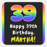 [ Thumbnail: 39th Birthday: Rainbow Spectrum # 39, Custom Name Sticker ]