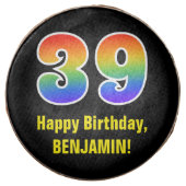 39th Birthday - Rainbow Spectrum Pattern Number 39 Chocolate Covered Oreo (Front)