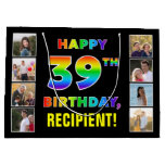 [ Thumbnail: 39th Birthday: Rainbow Text, Custom Photos & Name Gift Bag ]