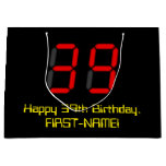 [ Thumbnail: 39th Birthday: Red Digital Clock Style "39" + Name Gift Bag ]