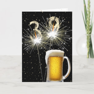 39th Birthday Sparklers With Beer Mug Card
