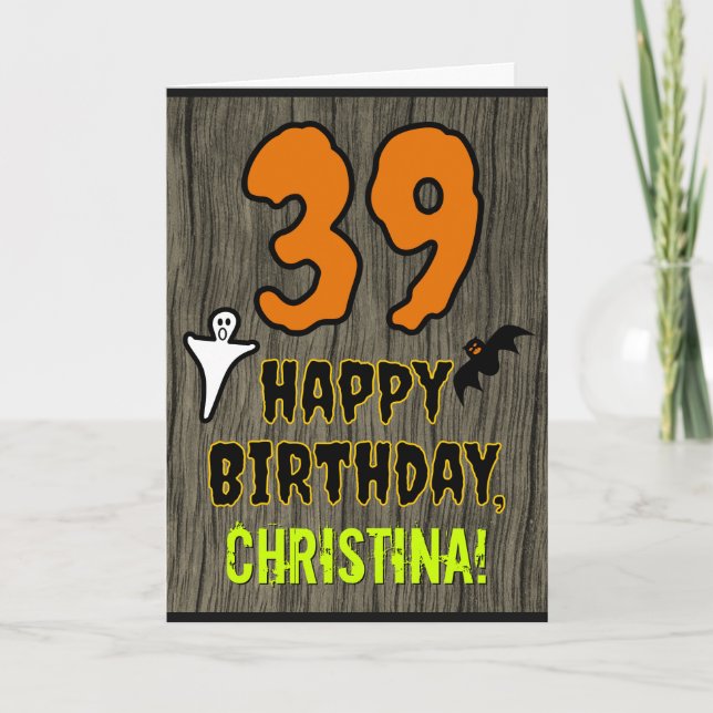 39th Birthday: Spooky Halloween Theme, Custom Name Card (Front)