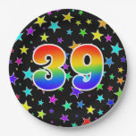 [ Thumbnail: 39th Event: Bold, Fun, Colorful Rainbow 39 Paper Plates ]