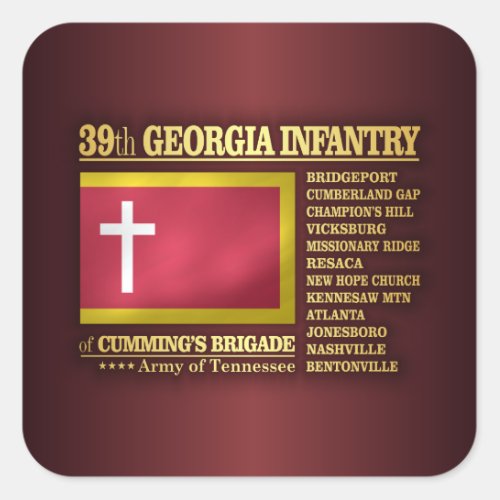 39th Georgia Infantry BA2 Square Sticker