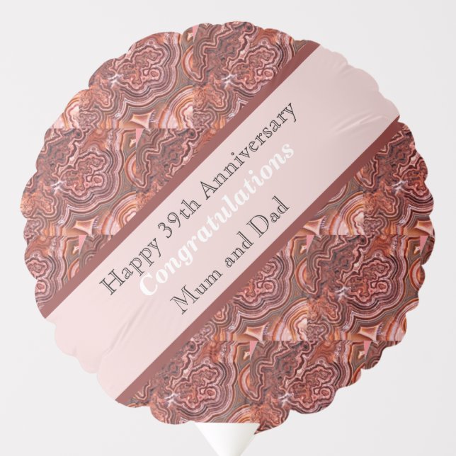 39th Wedding Anniversary Agate Balloon (Front)