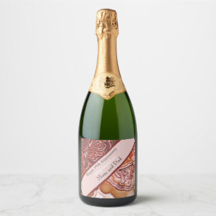 39th Wedding Anniversary Agate Card Sparkling Wine Label