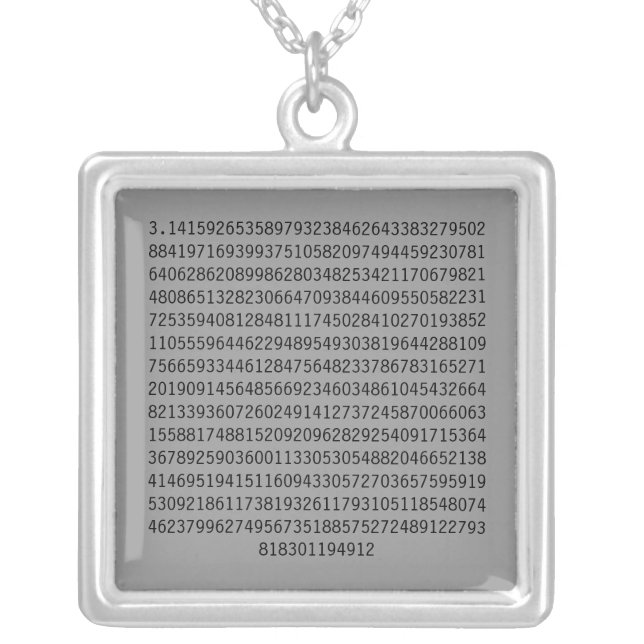 3.141592653589793238462643383279502884197169399... SILVER PLATED NECKLACE (Front)
