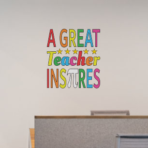 3.14 A Great Teacher Inspires Pun Funny Math Joke Wall Decal