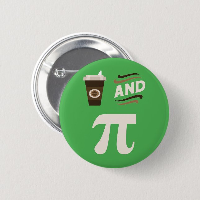 3.14 Coffee And Pie Pi Pun Funny Math Joke Button (Front & Back)