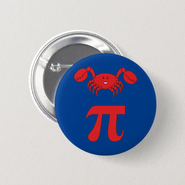 3.14 Crab Pie Pi Pun Funny Math Joke Button (Front & Back)