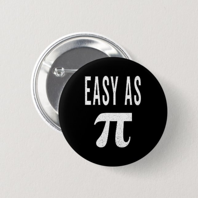 3.14 Distressed Easy As Pie Pi Pun Funny Math Joke Button (Front & Back)