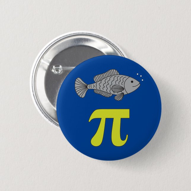 3.14 Fish Pie Pi Pun Funny Math Joke Button (Front & Back)