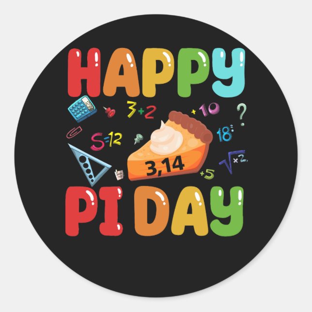 3.14 Happy Pi Day Pie Day Pi Symbol For Math Lover Classic Round Sticker (Front)