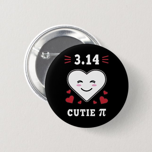 3.14 Heart Cutie Pi Funny Math Joke Button (Front & Back)