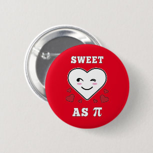3.14 Heart Sweet As Pi Funny Math Joke Button