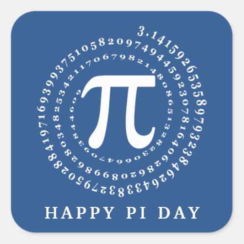 314 Number Spiral Blue Happy Pi Day Square Sticker