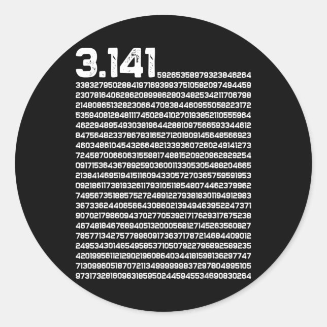 3.14 Pi Day Math Irrational Number Pi  Classic Round Sticker (Front)