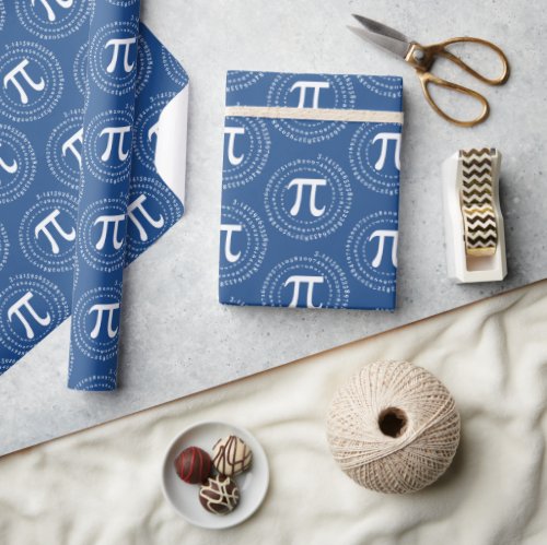 314 Pi Number Spiral Blue Pi Day Wrapping Paper
