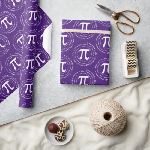 314 Pi Number Spiral Purple Pi Day Wrapping Paper