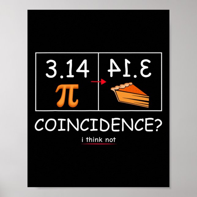 3.14 Pie Coincidence I Think Not Funny Pi Day Math Poster (Front)